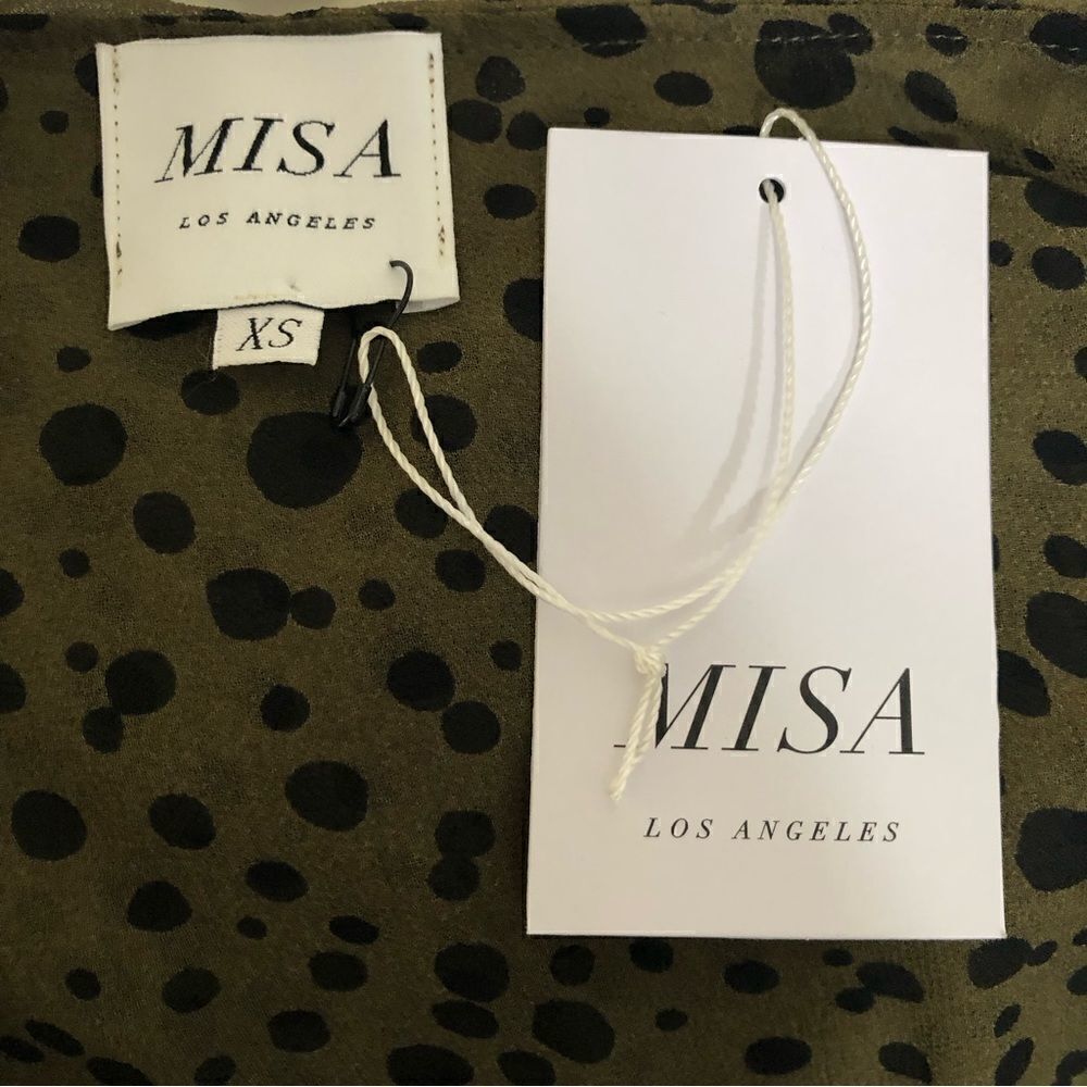 Misa Los Angeles Mavistela Dress XS Green Black Dot Ruffled - Picture 8 of 8